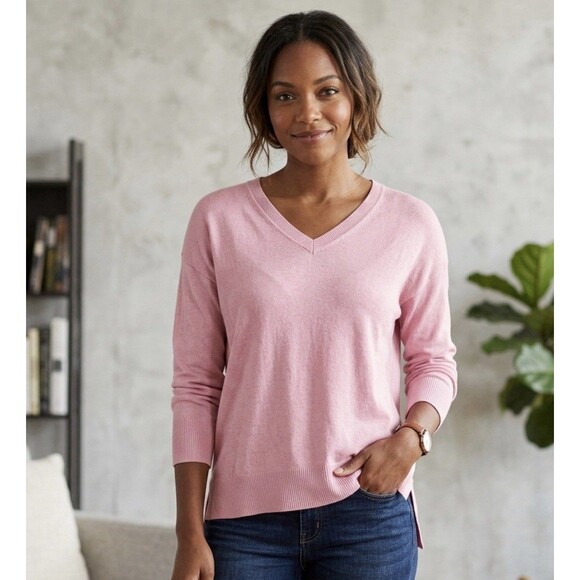 Faded Glory Tops - Faded Glory Long Sleeve sweater top V neck L 12-14 Pink casual